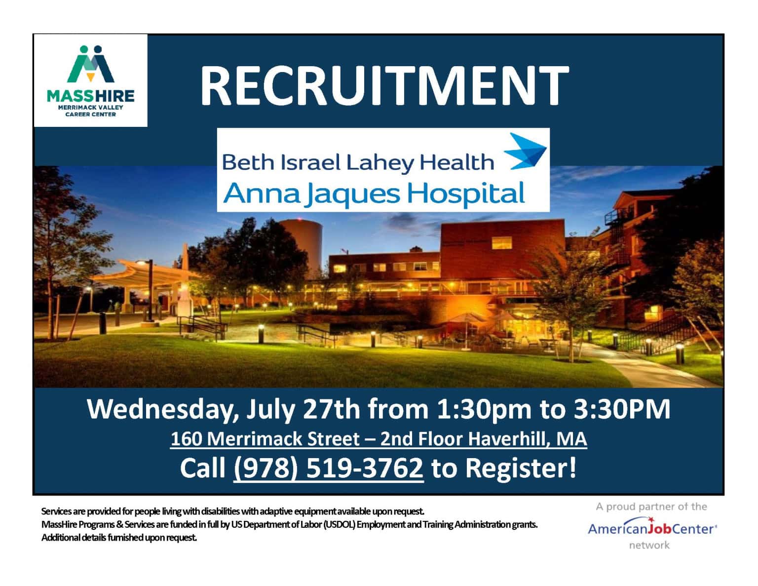 Anna Jaques Job Recruitment MassHire Merrimack Valley Career Center